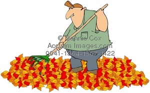 Clipart Illustration Of A Man Raking Autumn Leaves   Acclaim Stock