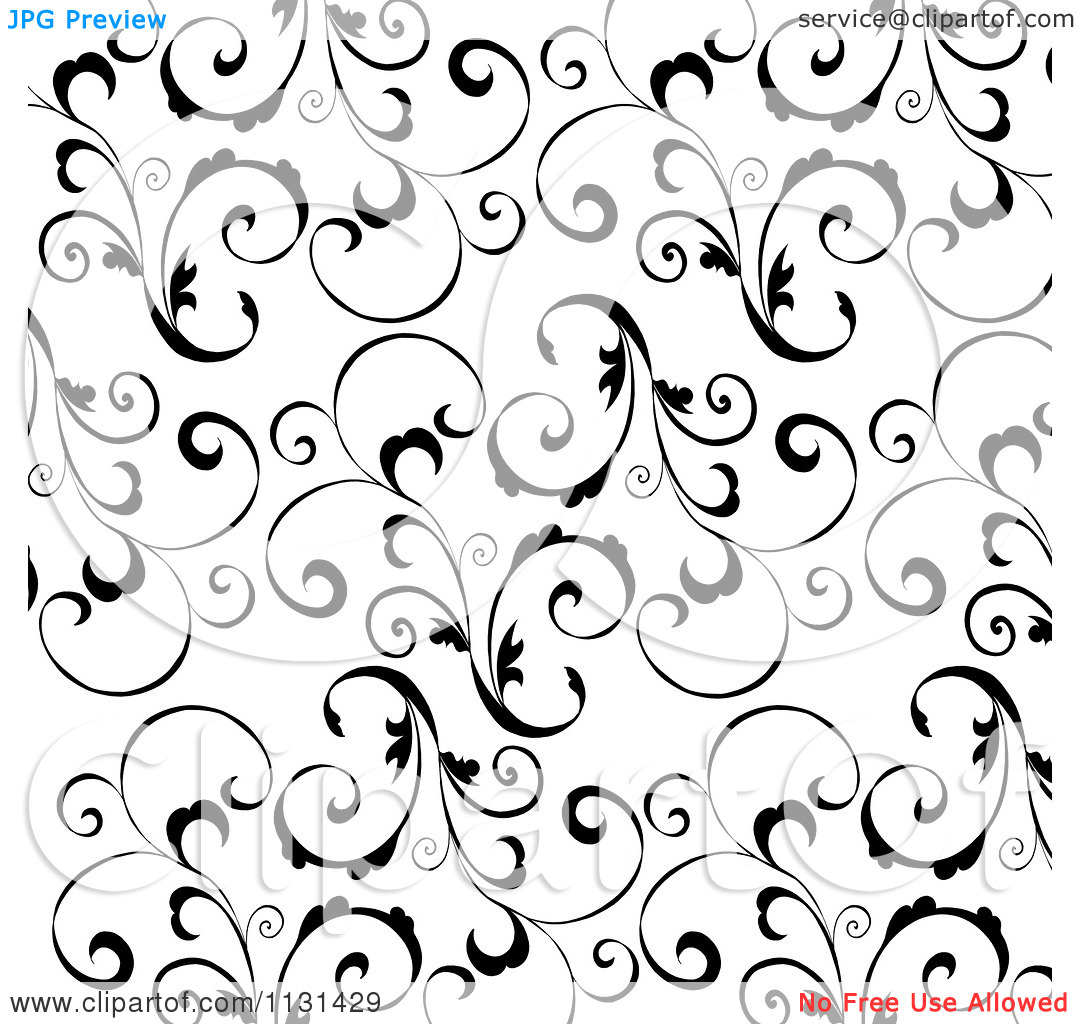 Clipart Of A Black And White Swirl Background   Royalty Free