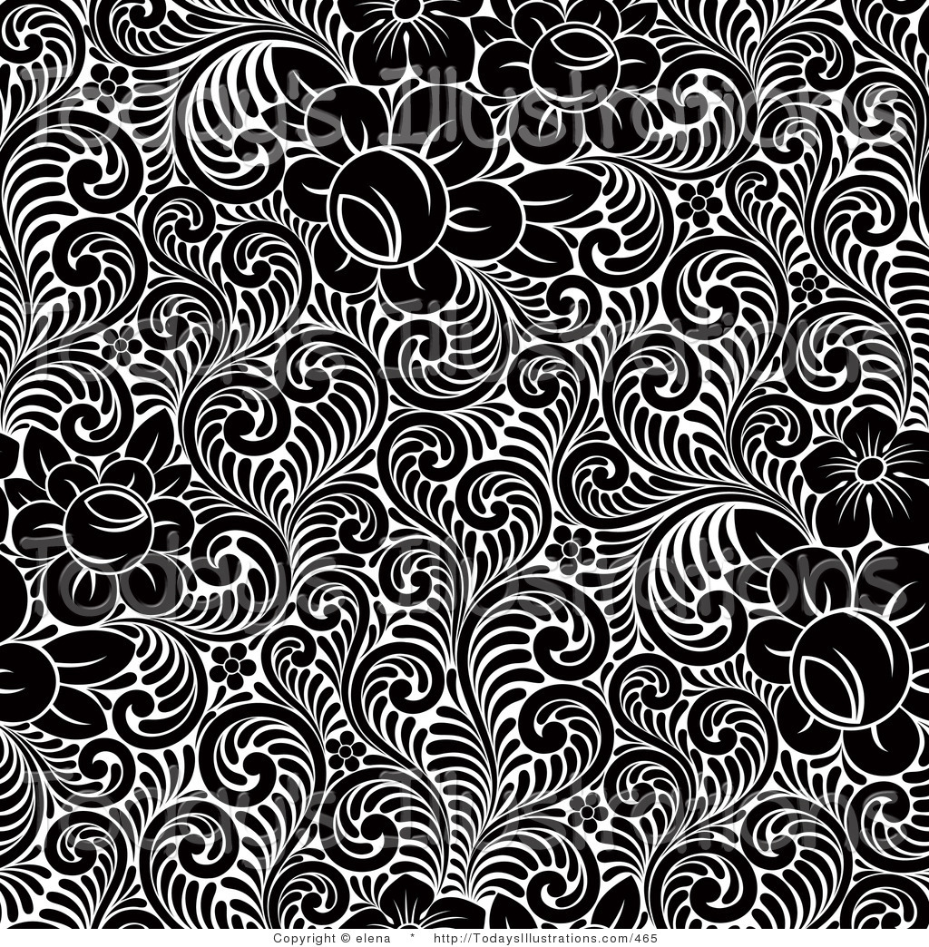 Clipart Of An Ornate Black And White Leaf Background By Elena    465