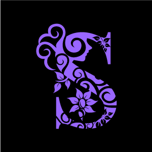 Design Of Flower Clipart   Purple Alphabet S With Black Background