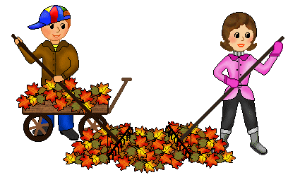 Fall Clip Art   Man And Woman Raking Autumn Leaves