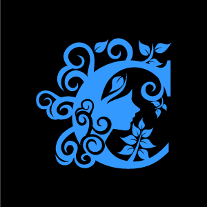 Flower Clipart   Blue Alphabet C With Black Background   Download Free