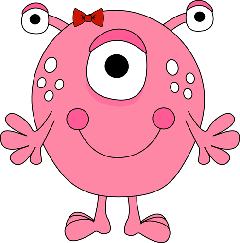 Girl Monster Clip Art Image   Pink Girl Monster With Three Eyes White