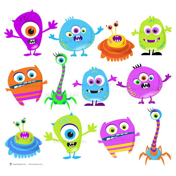 Monster Clipart Clip Art Digital Monster Cute Little Silly Monsters