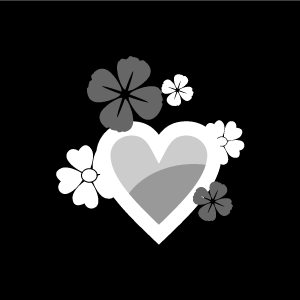 Of Heart Clipart   White Heart And Flowers With Black Background