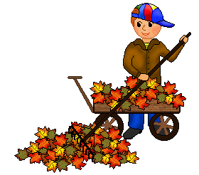 Raking Leaves A Wagonful Of Leaves And A Woman And Man Raking Up