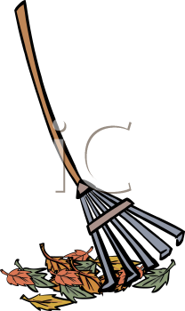 Raking Up Fall Leaves   Royalty Free Clipart Picture