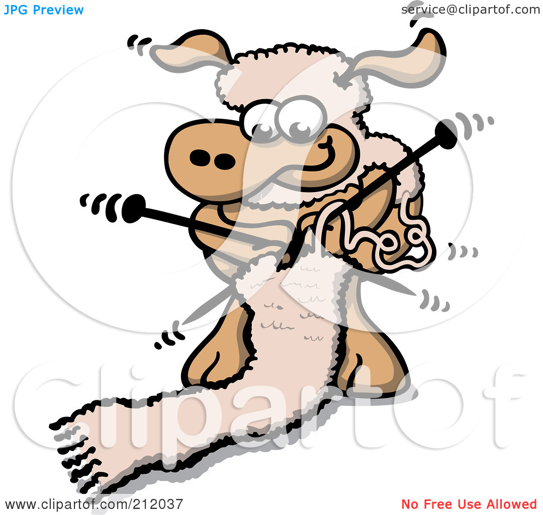 Royalty Free  Rf  Clipart Illustration Of A Sheep Knitting A Wool