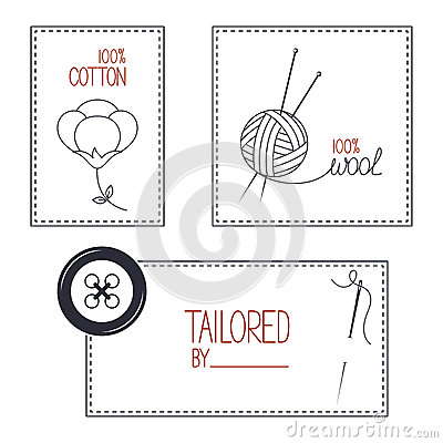 Set Of Icons Emblems And Labels For Cotton Wool And Tailor Products 