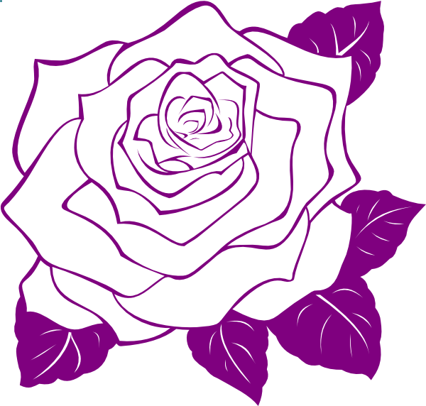 White Rose With Purple Outline Clip Art At Clker Com   Vector Clip Art