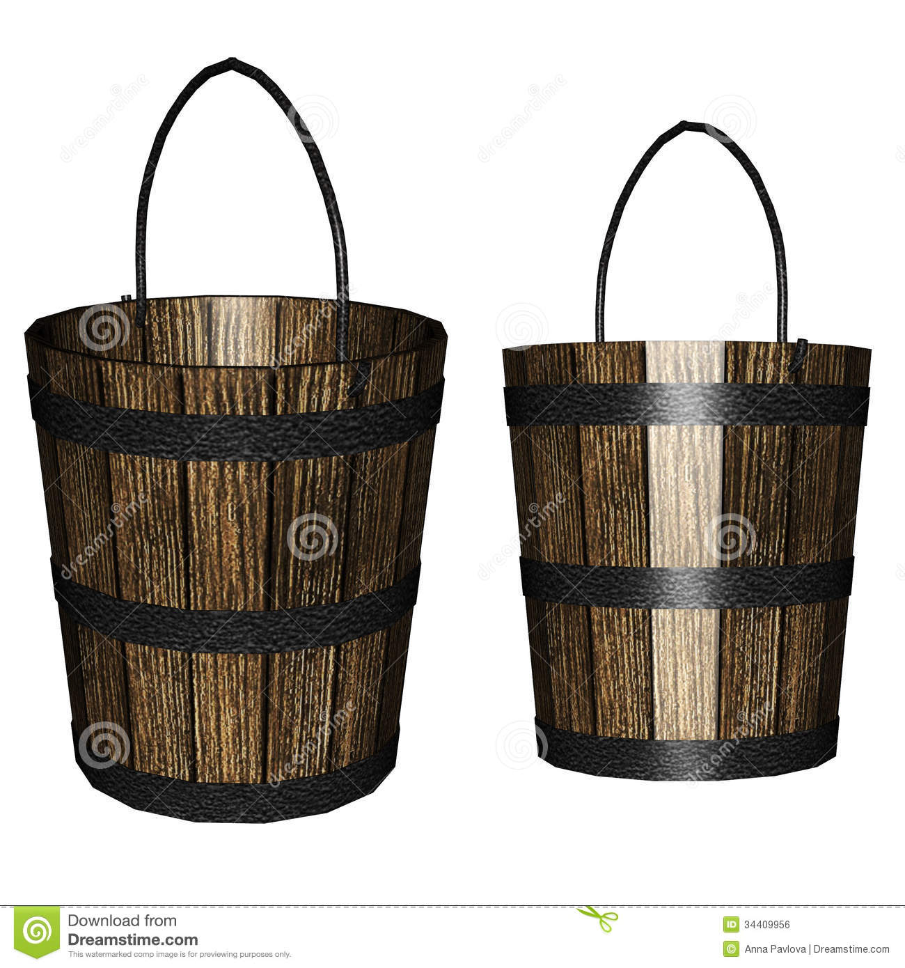 Wooden Bucket Clipart 3d Wooden Bucket Royalty Free