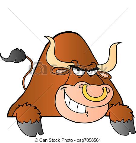 Bull Fighting Clipart Brown Bull Over A Sign  