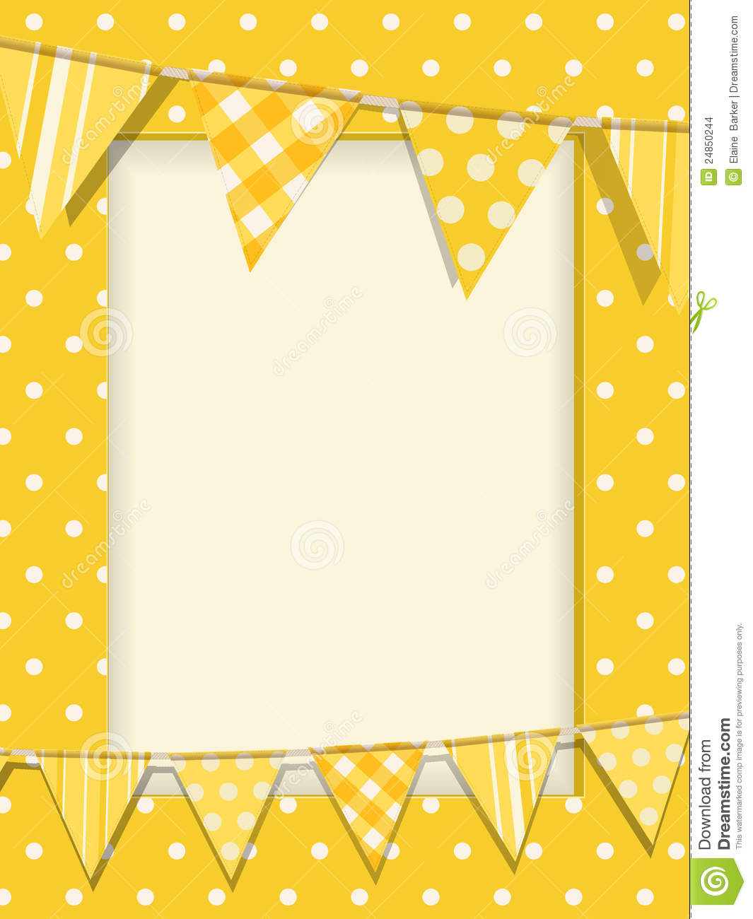 Bunting And Yellow Polka Dot Frame Stock Images   Image  24850244