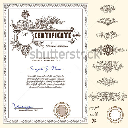 Certificate Or Coupon Template With Detailed Border And Additional    