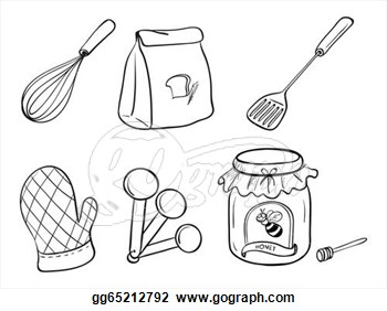 Clip Art   A Doodle Set Of Kitchen Utensils Baking Powder And Honey    