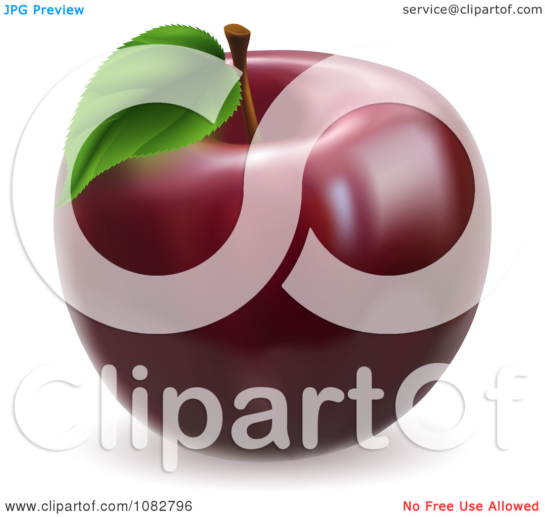 Clipart 3d Dark Red Delicious Apple   Royalty Free Vector Illustration