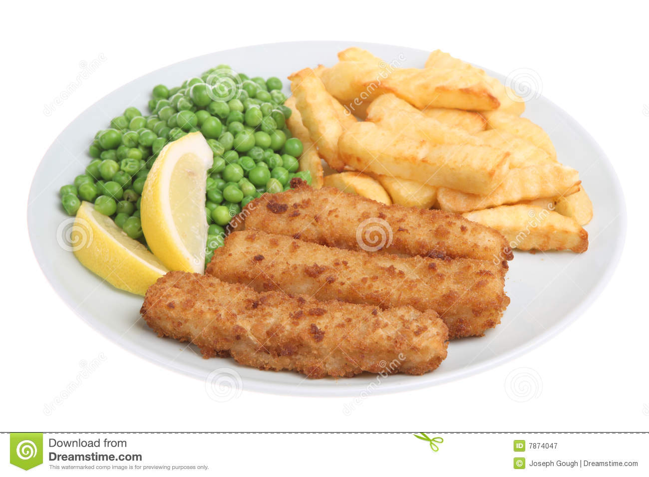 Fish Fingers And Chips Royalty Free Stock Photography   Image  7874047