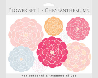 Flower Clipart   Blooms Clipart Flowers Floral Floral Clipart Pink