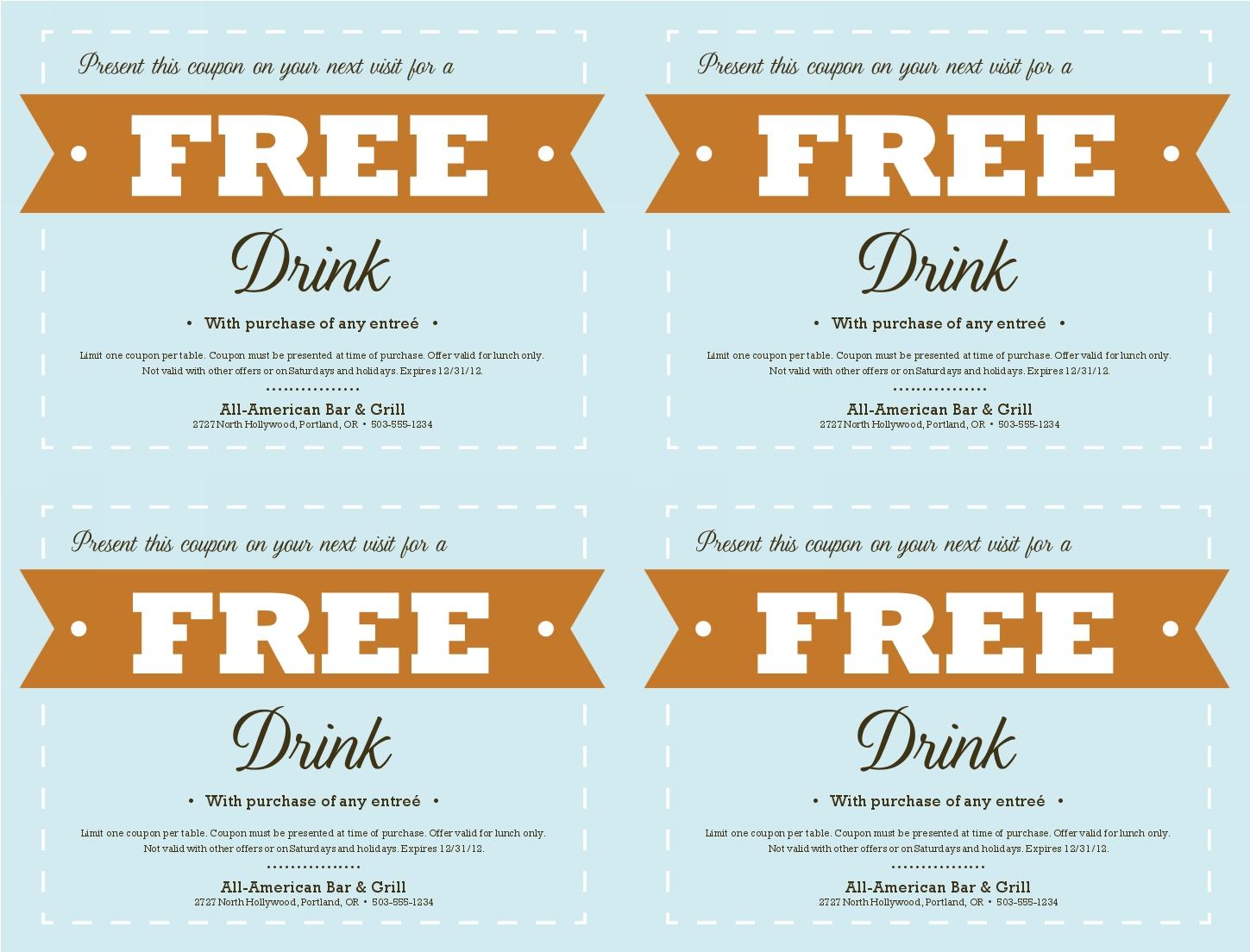 One free drink template