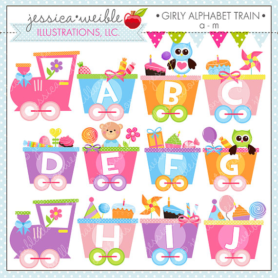 Girly Alphabet Train A M Cute Digital Clipart For Commercial Or    