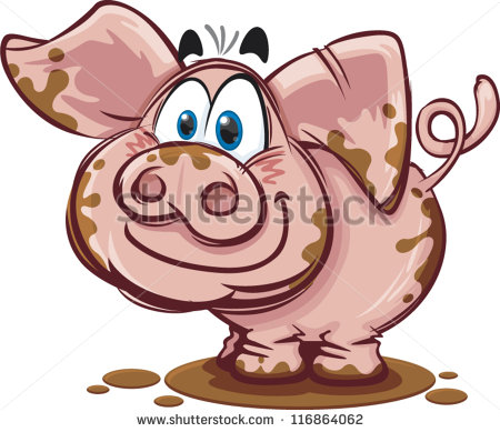 Happy Cartoon Pig Covered In Mud Stock Vector Illustration 116864062