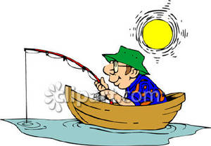 Man Fishing In The Sun Royalty Free Clipart Picture