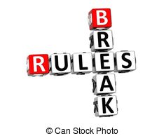 3d Crossword Break Rules On White Background Stock Illustration