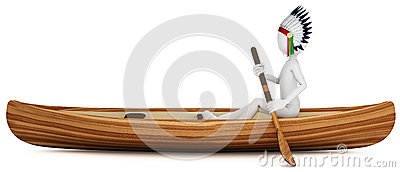 3d Man Indian Warrior With Canoe Stock Photos   Image  37650333