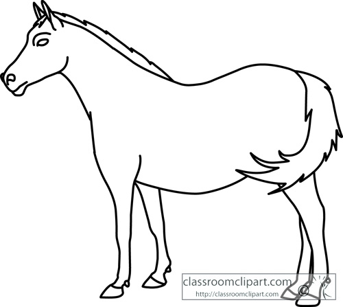 Animals   Horse With Tail Outline   Classroom Clipart