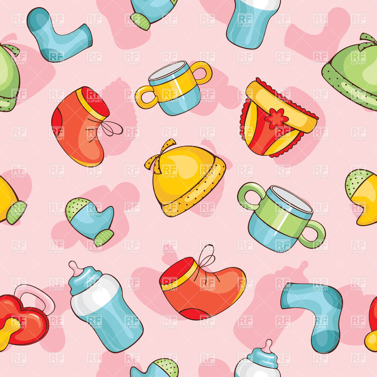 Baby Clothes  Seamless Pattern With Clothing Items For Newborns And