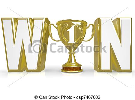 Clip Art Of Win Word Trophy For Winner Champion Of Competition   The