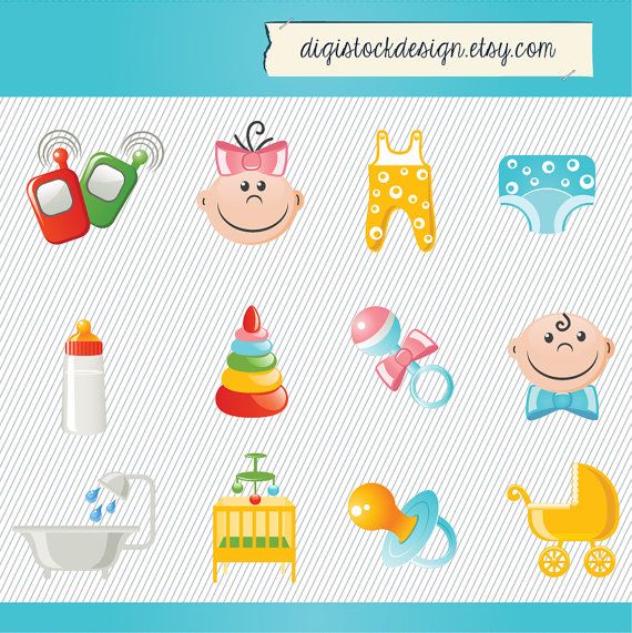 Cute Baby Accessories Illustration  Baby Clipart  Baby Things Digital