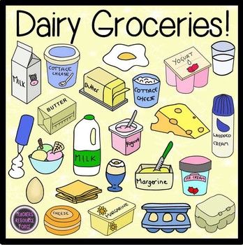 Dairy Groceries Food Clip Art   Color   Black Line Art
