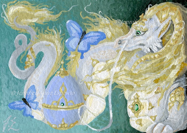 Ebay Auction   Aceo Golden Easter Dragon By Jenniferanneesposito On    