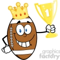 Football Ball Cartoon Character With Golden Crown Holding First Prize