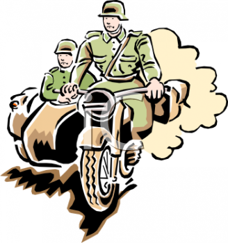 German Soldiers In A Motorcade   Royalty Free Clipart Image