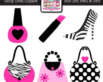 Girly Diva Clipart   Graphic Design   Hot Pink Zebra Print Makeup