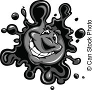 Happy Oil Or Ink Spot Smiling Face   Cartoon Vector Image Of   