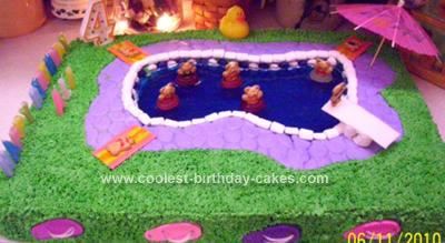 Homemade Backyard Pool Party Birthday Cake  I Created This Cake For A    