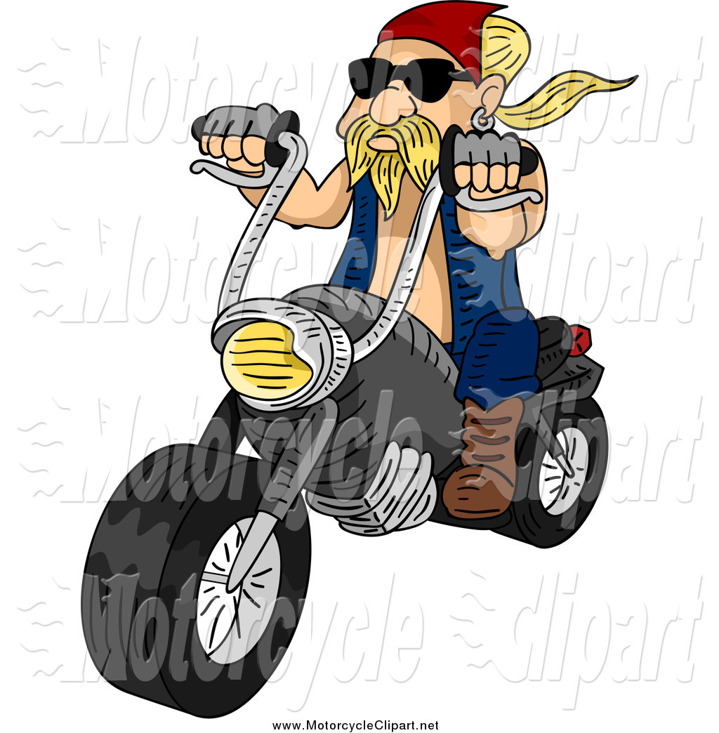 Larger Preview  Transportation Clipart Of A Blond Biker Dude On A    