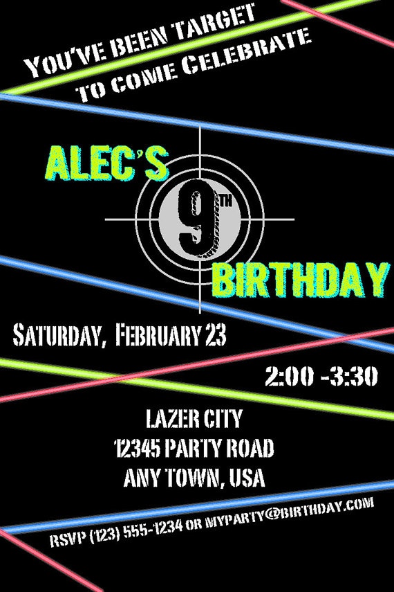 Laser Tag Target Clip Art Laser Tag Birthday Invitation   Personalized