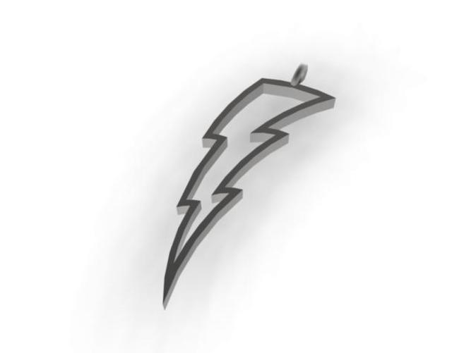 Lightning Bolt Pendant 3d Printed Jewelry Necklaces Rendered View