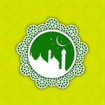 Muslim Community Festival Tag Sticker Or Label With Arabic Islamic