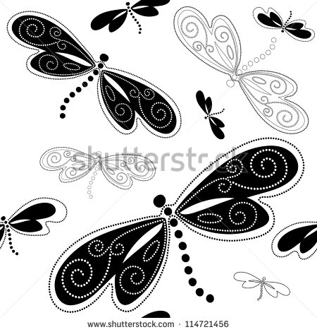 Of A Black And White Dragonfly Clipart Black And White