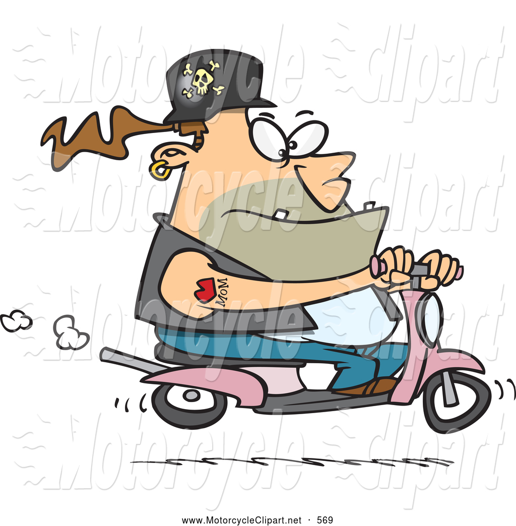Preview  Transportation Clipart Of A Strange Rough Cartoon Biker Dude