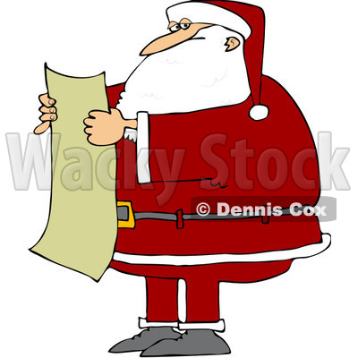 Royalty Free  Rf  Clipart Illustration Of Santa Reading A List