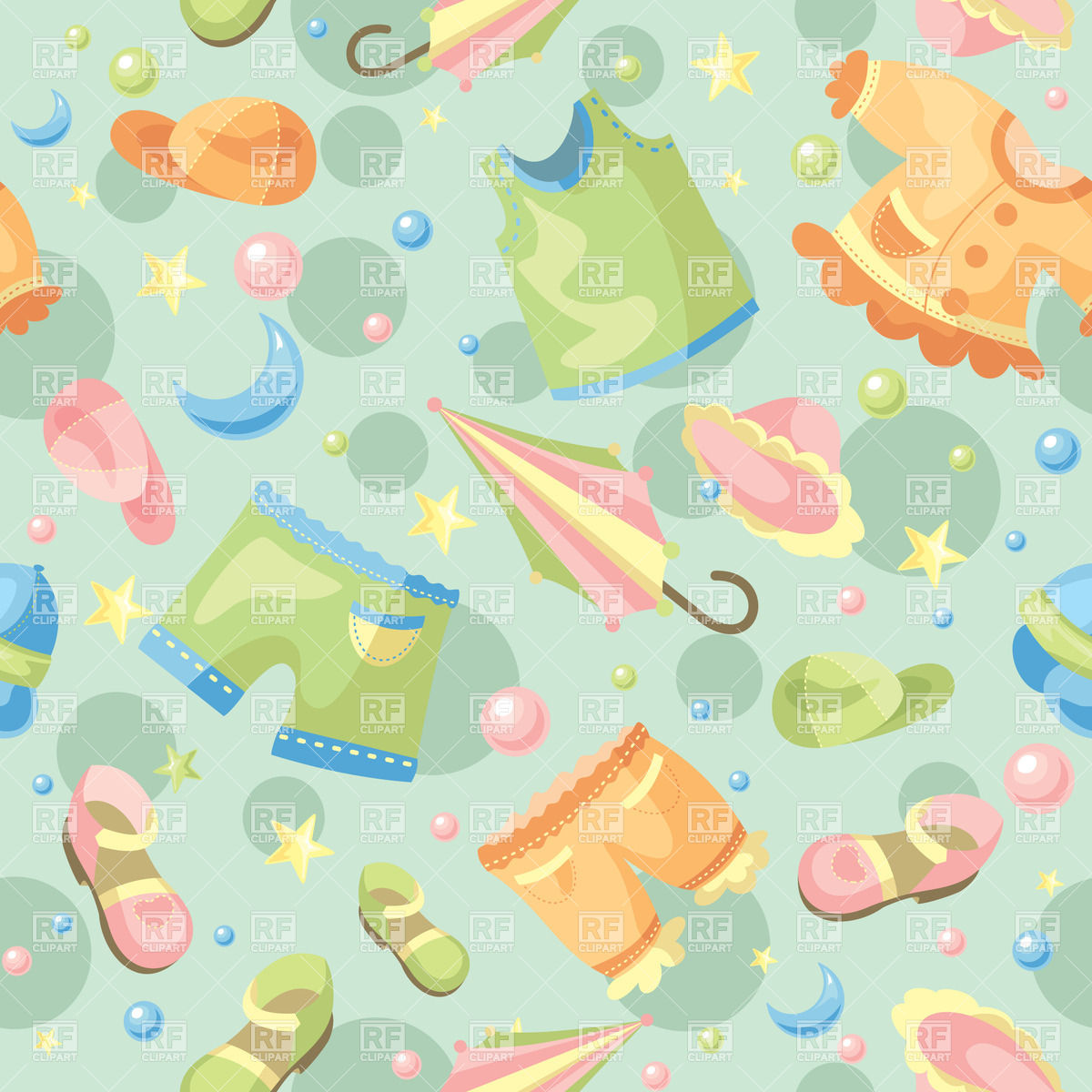 Seamless Background With Childish Clothing And Baby Accessories 20457