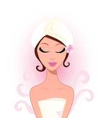 Spa And Wellness  Beauty Woman With Flower   Stock Illustration