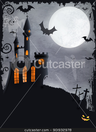 Spooky Halloween Castle Vector Background Stock Vector Clipart