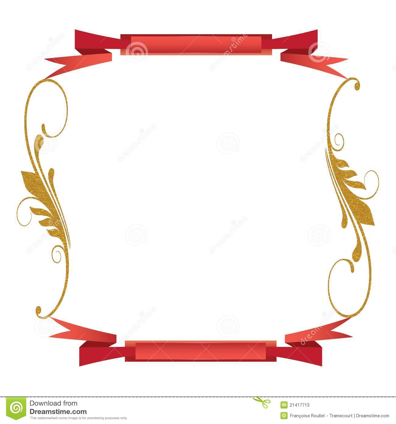 White Background With Big Red Scrolls And Gold Swirls